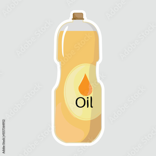 Oil Bottle Vector Illustration Sticker. Simple vector illustration of a cooking oil bottle sticker. Ideal for food, kitchen, and grocery-themed designs