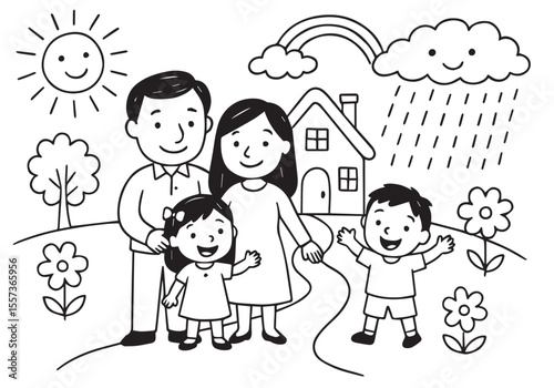 The drawing character of family. The appearance and lifestyle. Collection of hand drawn. 