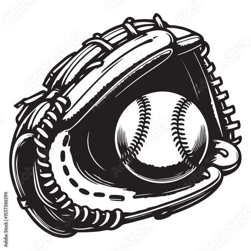Leather baseball glove and white ball image vector