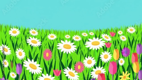 花が並んでいるポップな花畑