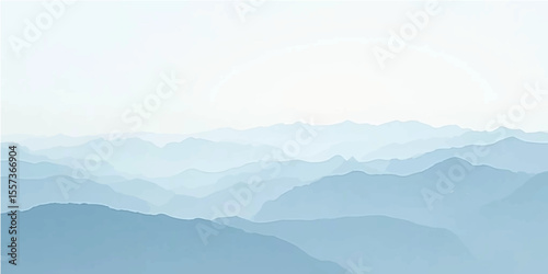 Faded misty mountain view with subtle fog and light blue tones in abstract nature inspired design

