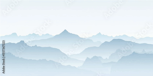 Cloud-kissed mountain peaks emerge from a misty morning landscape, showcasing nature's serene high-altitude view