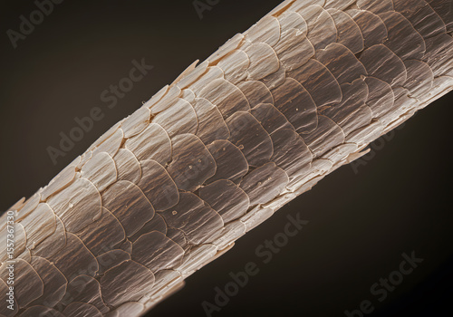 Hair strand under microscope