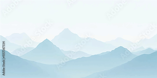 Sunrise over misty mountain peaks, a serene landscape of clouds and hills in the morning sky