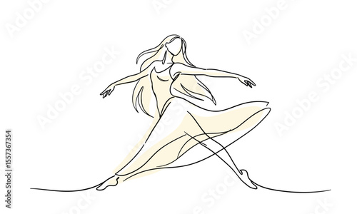 Abstract Line Art of a Woman Dancing – Minimalist Graceful Female Silhouette for Tattoos, Logos, and Wall Prints
