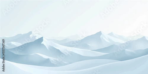 Majestic winter mountain landscape with snow-capped peaks under a vast sky, perfect for skiing