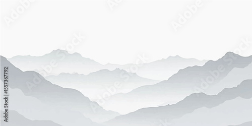 Misty mountain peaks emerge through a serene cloudscape at sunrise