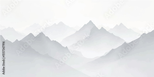 Misty monochrome hills with snowy layers and soft winter tones for modern abstract design