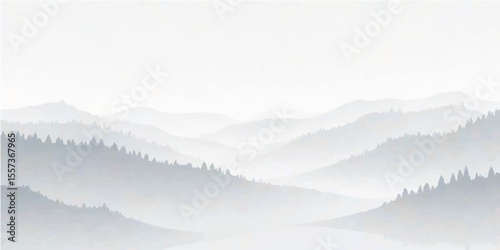 Abstract snowy white mountain scene with gentle fog and serene winter vector backdrop