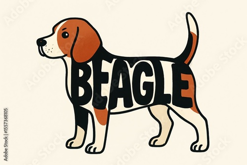 Beagle is formed by bold, rounded letters shaped into the compact, alert body of the breed, capturing its curious nature