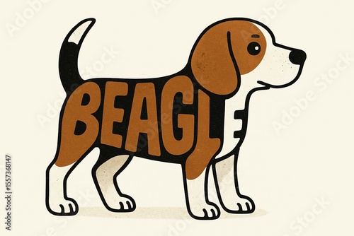 Beagle is formed by bold, rounded letters shaped into the compact, alert body of the breed, capturing its curious nature