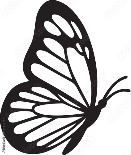 Butterfly Silhouette Vector Art Illustration Right Side