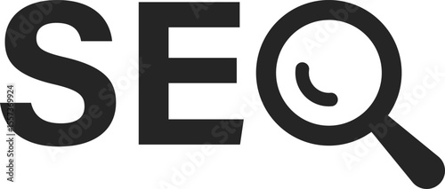 Search engine optimization, seo symbol with magnifying glass vector design