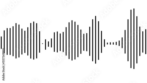 Sound wave animation isolated on white background. Audio waveform with frequency animated lines. Abstract sound wave background.