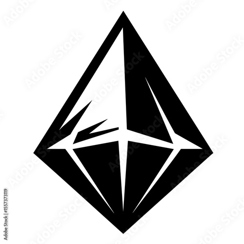 Polygonal crystal icon for game interface design and fantasy UI assets