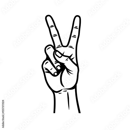 Peace sign hand gesture sketch. Concept of pacifism freedom and anti war ideology