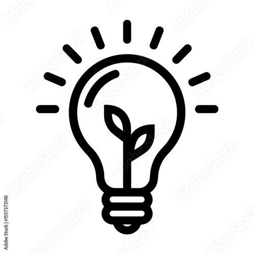 Lightbulb with leaf inside for sustainability innovation projects and green tech branding