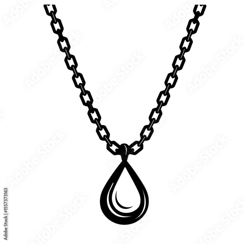 Outline necklace with pendant for women’s fashion branding and accessory product illustrations