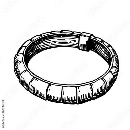 Textured bangle ring illustration for fashion accessory catalogs and jewelry branding