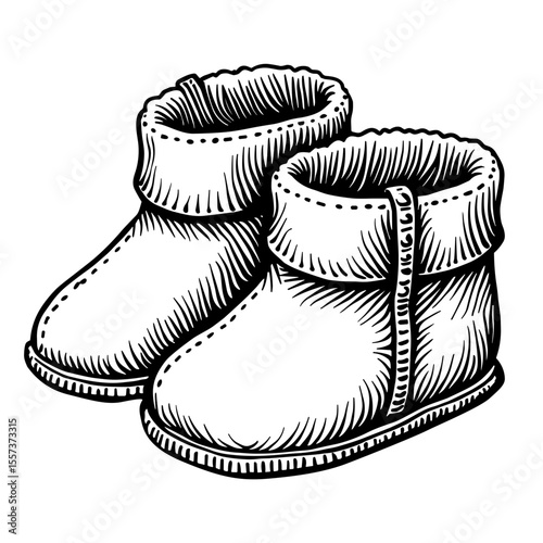 Baby booties with soft cuffs illustration for newborn fashion catalogs and infantwear branding