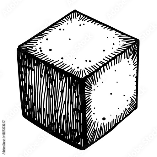 Wooden toy cube sketch for early learning toy branding and baby product catalogs