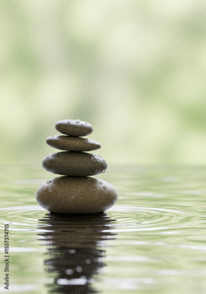 Obraz premium Serene Stacked Stones in Tranquil Water A Symbol of Balance and Peace