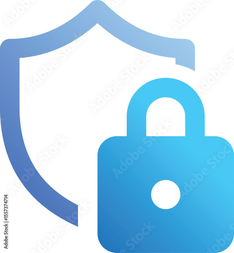 Blue Gradient Lock and Shield Icon for Security, Authentication, and Protection