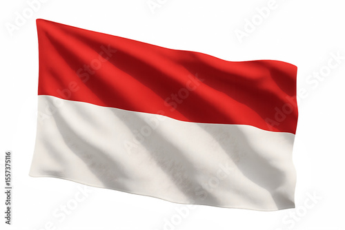 Republic of Indonesia flag object illustration. Indonesian bicolor flag on flagpole waving in wind