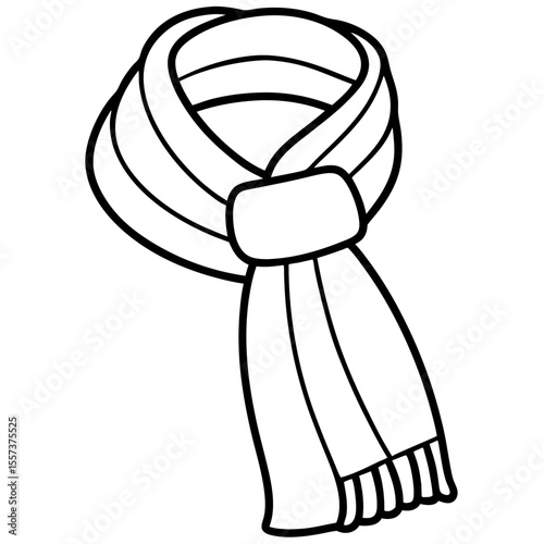 Cozy Scarf Minimalist Line Art Vector