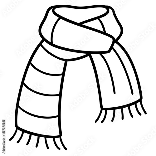 Cozy Scarf Minimalist Line Art Vector