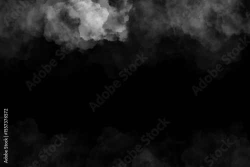Illustration of white clouds on black background