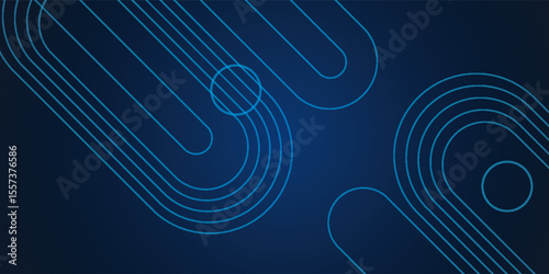 Abstract Blue Background with Geometric Lines and Circular Patterns vector eps10