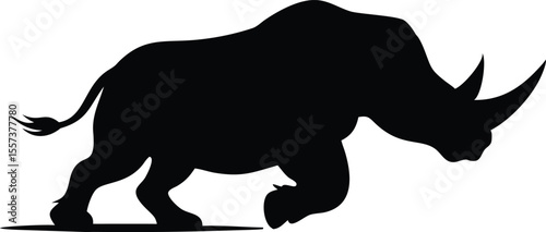 Silhouette of a powerful rhinoceros in motion illustrating wildlife and natural elements
