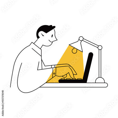 Man working on a laptop at his desk