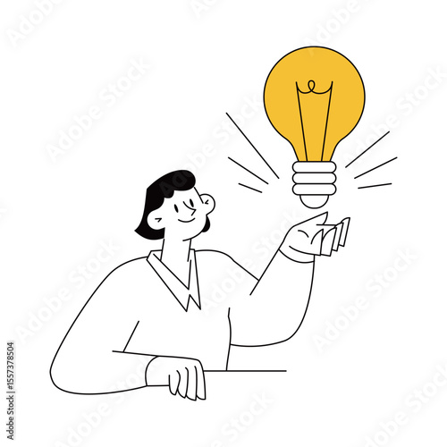 Woman with Lightbulb Creative Idea Concept