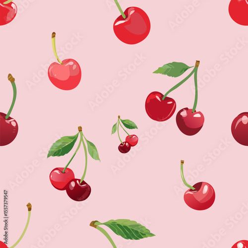 seamless background with cherries