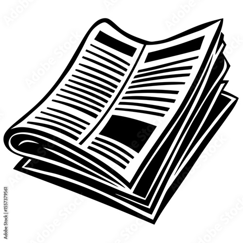 Stack of Black and White Newspapers Illustrating Journalism and Current Events