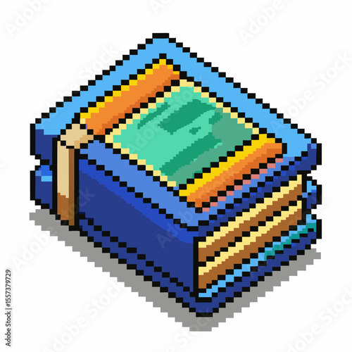 Pixel Art Stack of Books   Retro Gaming Style Digital Illustration