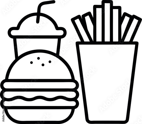 Fast food and drink outline icon on transparent background
