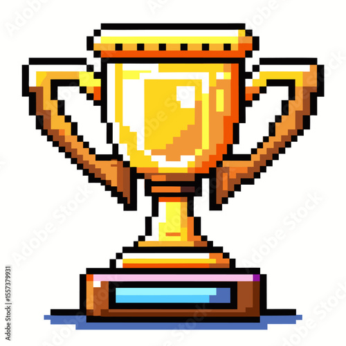 Pixel Art Gold Trophy Icon for Video Games, Achievements, and Competitions