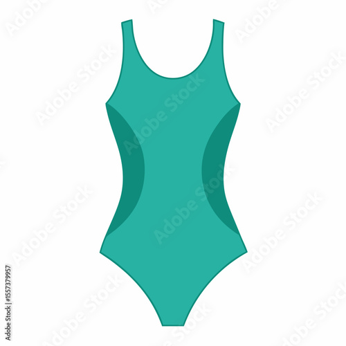 Green One Piece Swimsuit Isolated on White Background   Stylish Swimwear Illustration for Summer Fashion