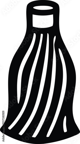 Stylized black and white icon of a mop head with a thick handle and flowing strands representing cleaning tools