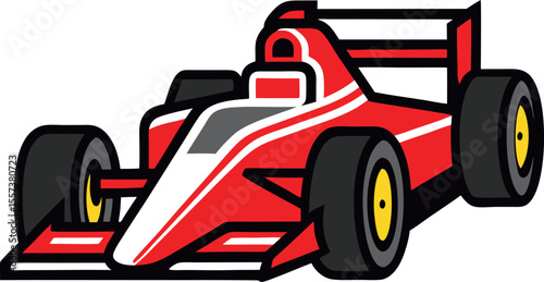 F 1 red racing car icon on transparent background