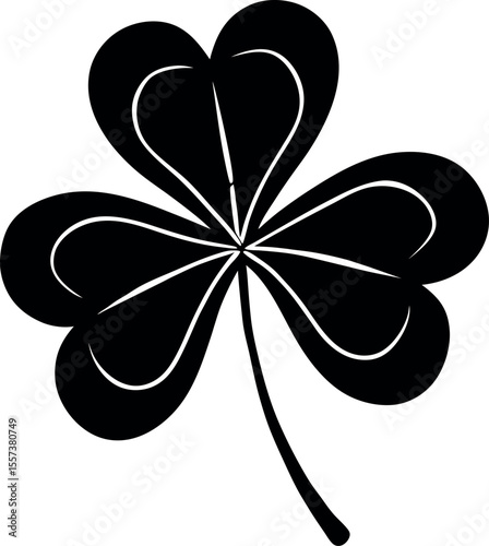Four leaf silhouette icon on transparent background