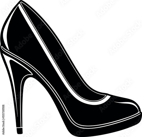 High heel shoe silhouette icon on transparent background