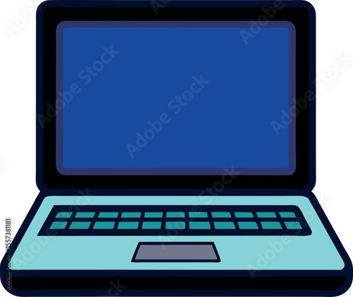 Modern laptop computer with blank screen isolated on transparent background