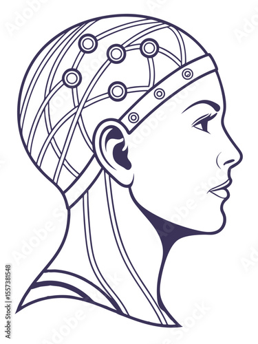 Electrodes on the head for encelography examination.