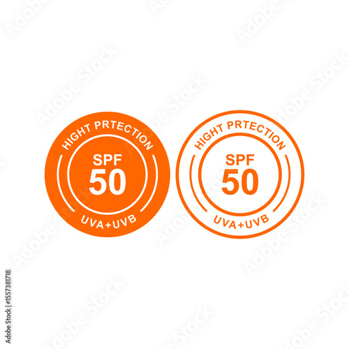 SPF 50 UV Protection logo with UVA+UVB, ideal for sunscreen product labels.