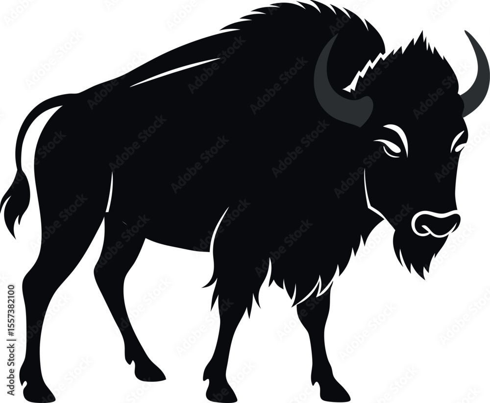 Fototapeta premium Buffalo silhouette icon on transparent background
