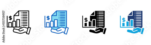 Financial Report icon Multi Style Vector Illustration